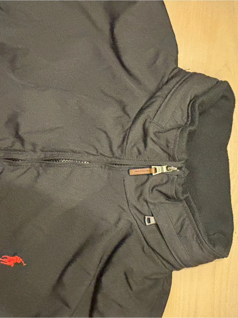 Ralph Lauren Black Lightweight Zip Shirt Jacket with Red Polo Logo